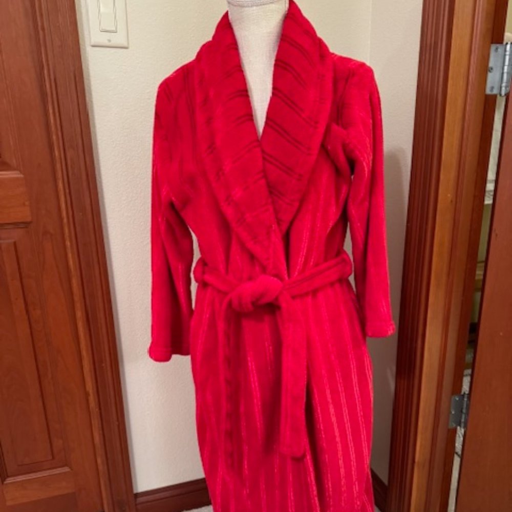 Cozy Plush Long Red Robe - Medium